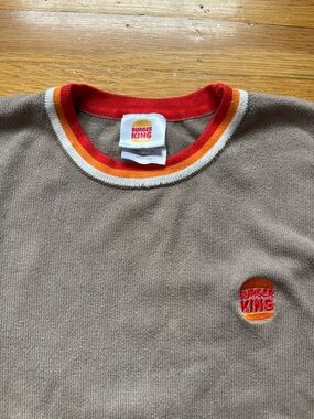 Burger King manager sweater L beige tan costume hamburger funny workwear uniform